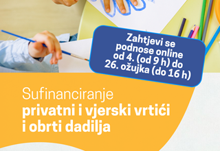 Online prijave za sufinanciranje djece u privatnim vrtićima i dadiljama